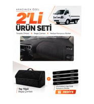 KİA K2500 K2700 (2020-2024) Uyumlu Torpido Örtüsü + Tay Tüyü Bagaj Çantası + Sticker Seti - Siyah