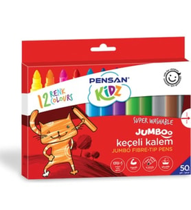 Kidz 12'li Jumbo Keçeli Boya Kalemi (Karışık)