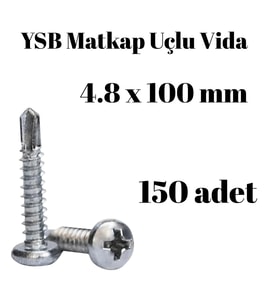 Matkap Uçlu Akıllı Vida YSB 4.8x100 150'li Kutu Yıldız Silindir Başlı