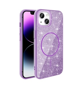 Apple iPhone 13 Kılıf M-safe Şarj Özellikli Parlayan Simli Zore Okso Kapak