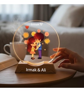Kişiye Özel Romantik Çift Tasarımlı Dekoratif Gece Lambası, Sevgiliye Özel Hediye