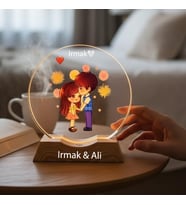 Kişiye Özel Romantik Çift Tasarımlı Dekoratif Gece Lambası, Sevgiliye Özel Hediye