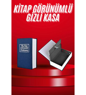 Kitap Görünümlü Gizli Kasa Büyük Boy Anahtarlı Kilitli Para Kasası