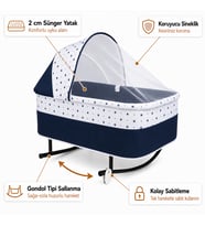 Chubby Baby Yer Beşiği Anadizi Gondol Sallanır Sabitlemeli Sineklikli
