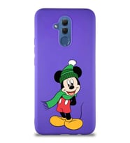 Huawei Mate 20 Lite Soft Premier Kapak Mickey Mouse-G Tasarımlı Silikon Kılıf - Mor (Şeffaf)