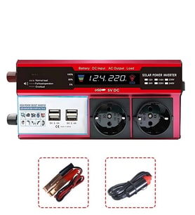 12V 2000W Modifiye Sinus İnverter Araç Güneş Enerjisi Uyumlu, Çift Usb, Çift Priz Çakmaklık