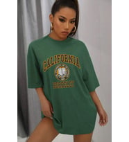 Unisex California Baskılı T-shirt (Yeşil)