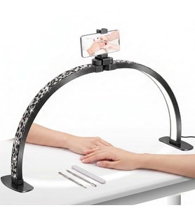 TrLed F-550A Zebra Elmas Desenli 55cm Katlanabilir Yarım Ay Protez Tırnak ve Güzellik Uzmanı Masa Lambası
