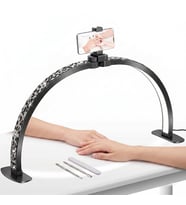 TrLed F-550A Zebra Elmas Desenli 55cm Katlanabilir Yarım Ay Protez Tırnak ve Güzellik Uzmanı Masa Lambası