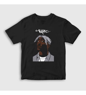 Presmono Unisex Çocuk Siyah Icon Tupac Shakur T-Shirt 45884tt