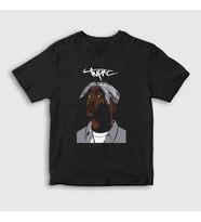 Presmono Unisex Çocuk Siyah Icon Tupac Shakur T-Shirt 45884tt