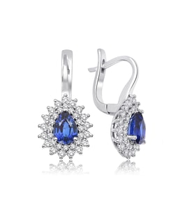 2.60 Karat Pırlanta Safir Küpe