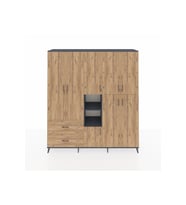Hyperion Gardrop 12 Raflı 2 Çekmeceli Tek Askılı 220x44x243 Antrasit-Çam/Çam