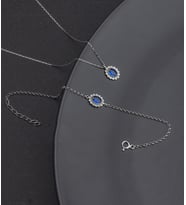 925 Ayar Gümüş  Oval Safir Model Kolye Ve Bileklik Takı Seti