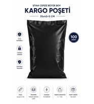 Siyah Cepsiz Büyük Boy Kargo Poşeti 35x45+5 Cm 100 Adet