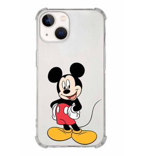 Apple iPhone 13 Uyumlu Köşe Korumalı Antişok  Kapak Mickey Mouse Tasarımlı Şeffaf  Kılıf