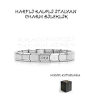 Çelik Bileklik İtalyan Charmlı Kalpli Harfli Kararmaz Solmaz En Güzel Hediye 1 Adet Uniseks Kutulu
