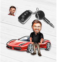 Kişiye Özel Araba Temalı Karikatür Ahşap Anahtarlık