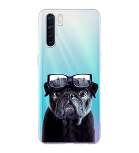 PrintiFy Oppo A91  ile Uyumlu 1mm Slim Fit Köpek 3 050f Baskılı Şeffaf  Kılıf