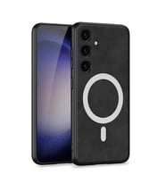 Galaxy S24 Kılıf M-safe Şarj Özellikli Deri Tasarımlı Zore Kıpta Nubuk Kapak