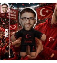 BK Gift Kişiye Özel Türkiye Taraftar Temalı 2026 Dünya Kupası Tasarımlı Bebek Yastık -4, Tek Yürek Milli Takım Ruhu