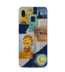 Samsung Galaxy A20/A30 Uyumlu Vincent van Gogh Kolaj Desenli Şeffaf Telefon Kılıfı