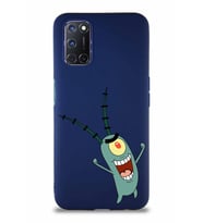 Oppo A92 Soft Premier Kapak Plankton Tasarımlı Silikon Kılıf - Lacivert (Şeffaf)