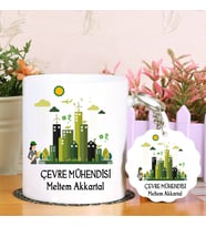 Çevre Mühendislerine  Kupa Bardak ve Anahtarlık Hediye Seti (Model 1)