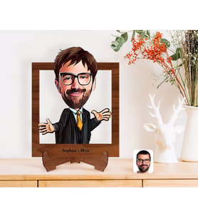 BK Gift Kişiye Özel Erkek Avukat Karikatürlü Ahşap Standlı 3D Biblo-3 (Beyaz)