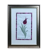 e38 EL İŞÇİLİĞİ EBRU ZEMİNLİ LALE EBRU TABLO - 39*52 CM - 6553