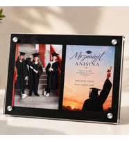 Stüdyo14 Kişiselleştirilebilir Çift Fotoğraflı Pleksiglass Çerçeve Mezuniyet Anısı Çerçeve
