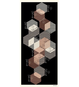 Geometrik Desen Pavia Seri Şal Eşarp Askısı ile Birlikte 90X200 cm Beyaz Siyah K