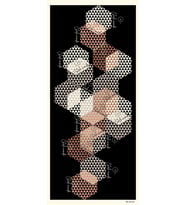 Geometrik Desen Pavia Seri Şal Eşarp Askısı ile Birlikte 90X200 cm Beyaz Siyah K