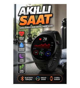 Bluetooth Görüşmeli AMOLED Akıllı Saat Sağlık Takipli 3 Kordon Setli