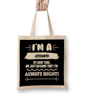 Locksmith Job Gift for every Locksmith Funny Slogan Hobby Work Worker Fun Bez Çanta Uzun Saplı