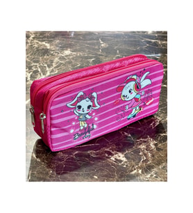 Tavşan Desenli İki Bölmeli Çocuk Okul Pembe Kız Kalemlik Kalem Kutusu 21 x 11 x 6 cm Pembe