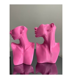 Pembe Renk Dekoratif Takı Mankeni 2'li Set Takı Teşhir Standı 23 ve 21 Cm Takı Organizer Küpe Kolye