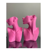 Pembe Renk Dekoratif Takı Mankeni 2'li Set Takı Teşhir Standı 23 ve 21 Cm Takı Organizer Küpe Kolye