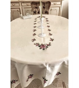 Tek Masa Örtüsü Dijital Baskılı Kanaviçe