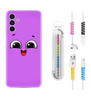 Samsung A23 A31 A32 A50 A51 A52 A53 A70 Kılıf Kablo Koruma Spiral Silikon Purple Sweety 1717