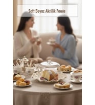 Beyaz Akrilik Delikli Fanus Sunum ve Saklama Kabı - 2 Parça