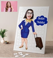 Hostese Özel Kabin Memuru Karikatürlü Kişiye Özel Puzzle
