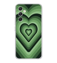 Samsung Galaxy S24 FE Uyumlu Yeşil Kalp Tasarımlı Şeffaf Telefon Kılıfı