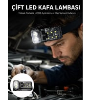 3 Fonksiyonlu LED Far El Feneri Çalışma Lambası Uzun Pil Ömürlü Yeni Nesil