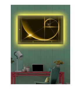 Led Işıklı Sarı Altın Oran Kanvas Tablo