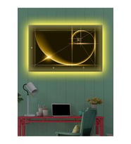 Led Işıklı Sarı Altın Oran Kanvas Tablo