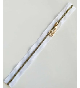 Angel Çanta Aksesuar Başlıklı Fermuar 40 Cm Light Gold Metal Beyaz