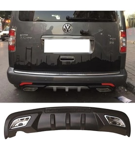 Vw Caddy Difüzör Difizör Siyah + Kare Egzoz Görünüm C Tip