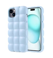 Apple iPhone 15 Plus Uyumlu Kılıf Silikon Parlak Esnek Yumuşak Kabartmalı Zore Dom Dom Kapak (Mavi)