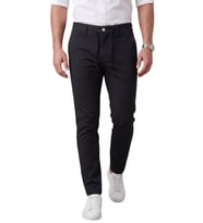DeepSEA Erkek Siyah Slim Fit İpli Kumaş Pantolon Dar Kesim Esnek Smart Casual 2601100